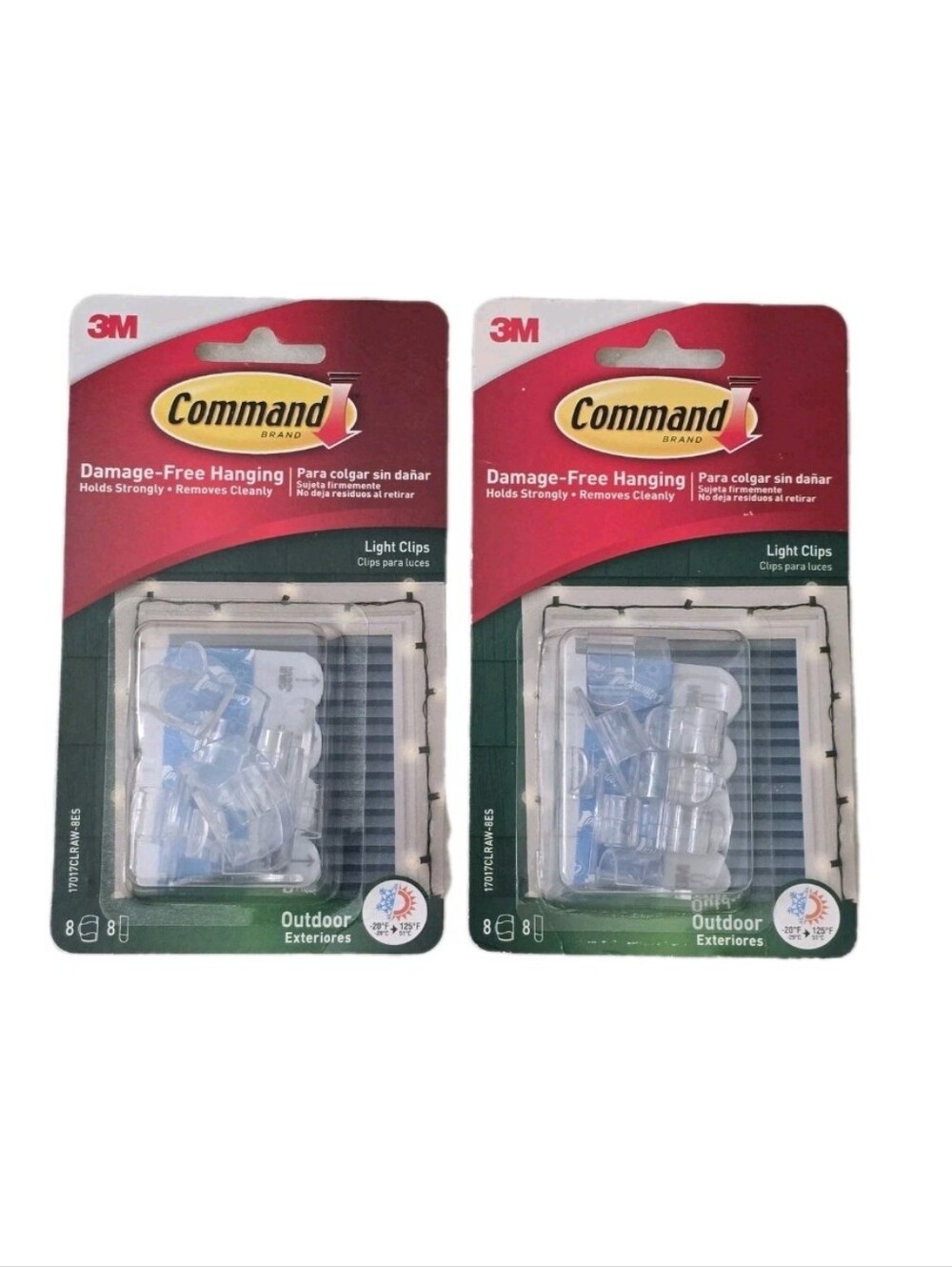 New 2 Packs Command 3M Outdoor Light Clips 16 Total Hook Clips For String Lights